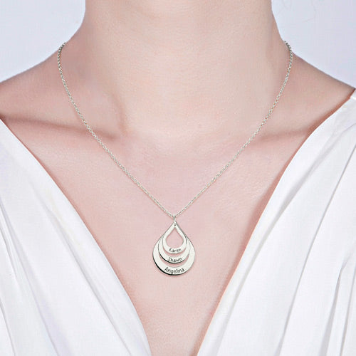 Gnoce "God`s Gift" Engraved Drop Shaped 3 Names NecklaceLead-free ECO Copper_5