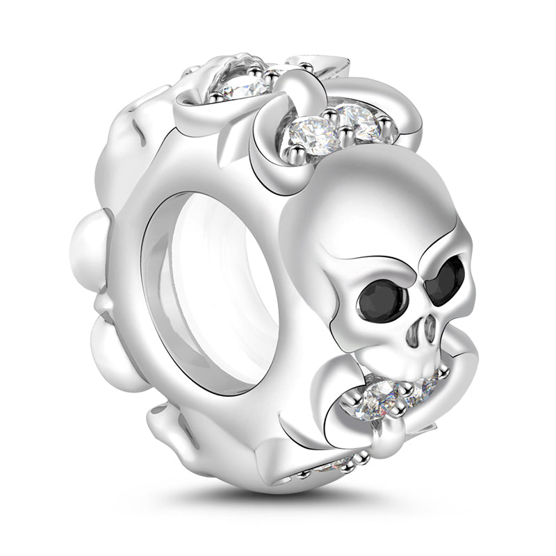 Gnoce Skull Stopper Fleur De Lis Charm Platinum-plated Silver Blend_2