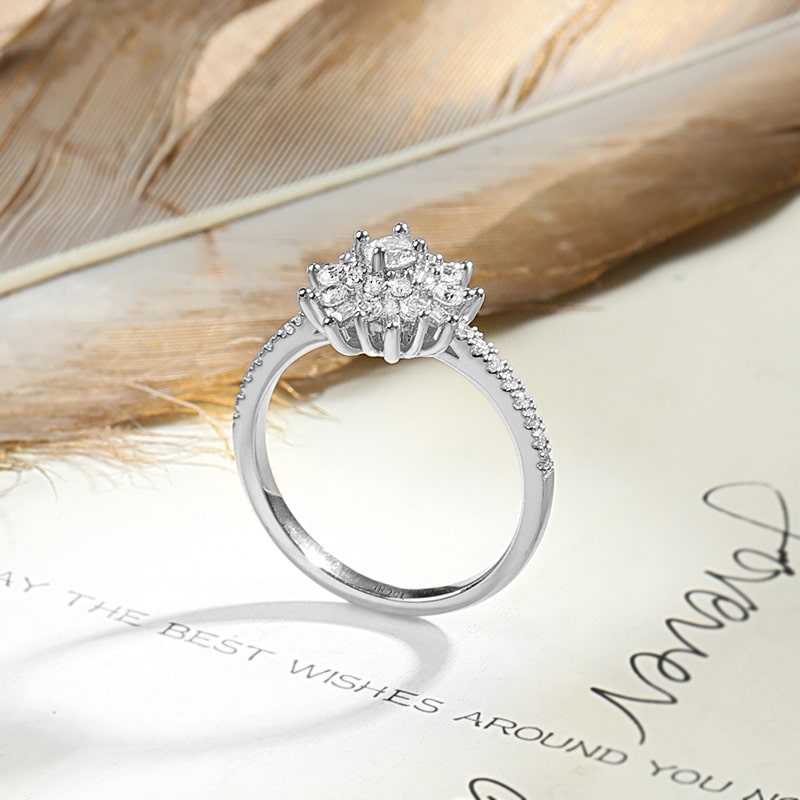 Gnoce Flower Promise Ring Platinum-plated Silver Blend_2