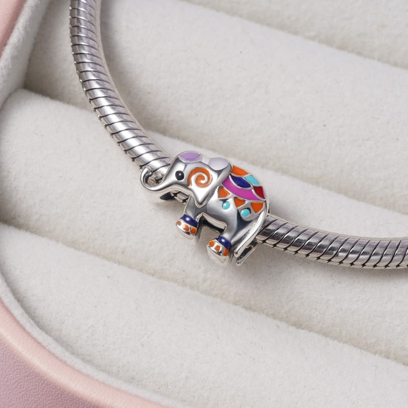 Colorful Elephant Charm Bead Sterling Silver_2