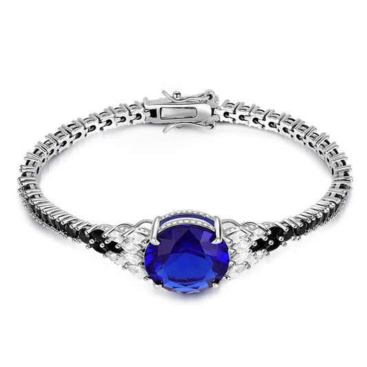Gorgeous Tennis Bracelet Adorned Round Lab-created Sapphire S925 Silver_1