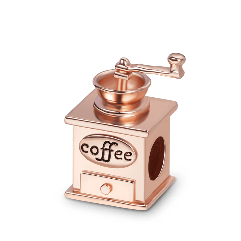 Coffee Grinder Charm Bead 925 Sterling Silver 18K Rose Gold Plated_1