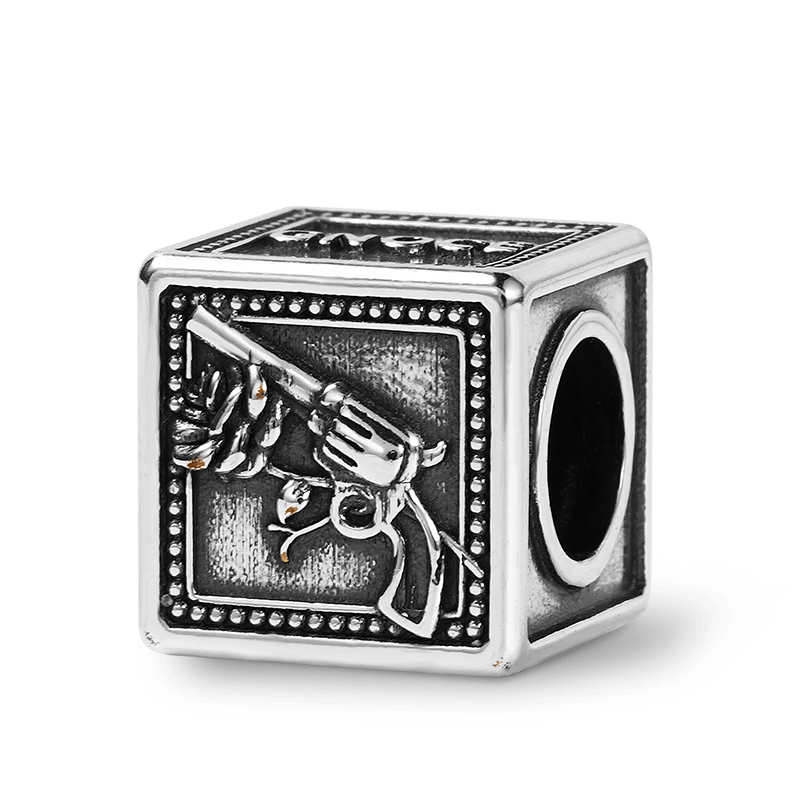 Gnoce Gun & Rose Men's Vintage Charm Platinum-plated Silver Blend_2