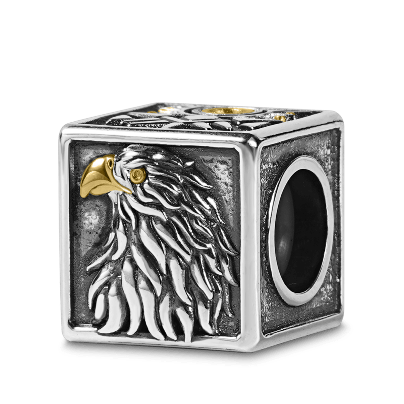 Eagle Men's Vintage Bead S925 Sterling Silver with Gift Copper Black Leather Men's Bracelet Jewelry for Men_2