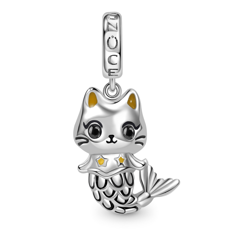 Gnoce Cute Cat Mermaid Charm Platinum-plated Silver Blend_1