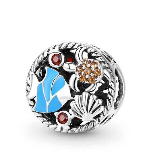 The Underwater World Charm Bead 925 Sterling Silver with Blue Enamels & Colorful Gemstones_1