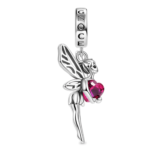 Butterfly Fairy Embraces Heart Gemstone Pendant Dangle Charm 925 Sterling Silver_1