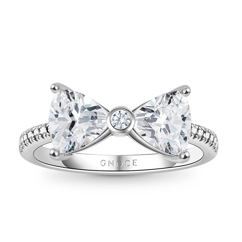 Gnoce Sparkling Bow Tie Ring Platinum-plated Silver Blend_1