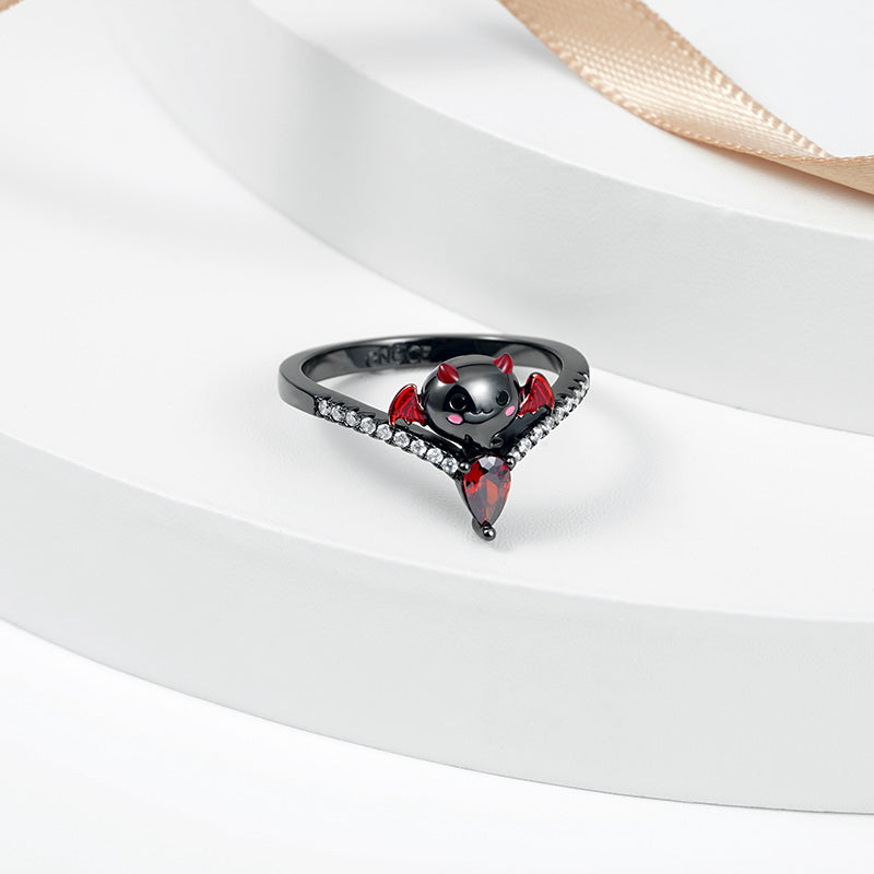 Gnoce Bat of Love Heart Ruby V-Ring_2
