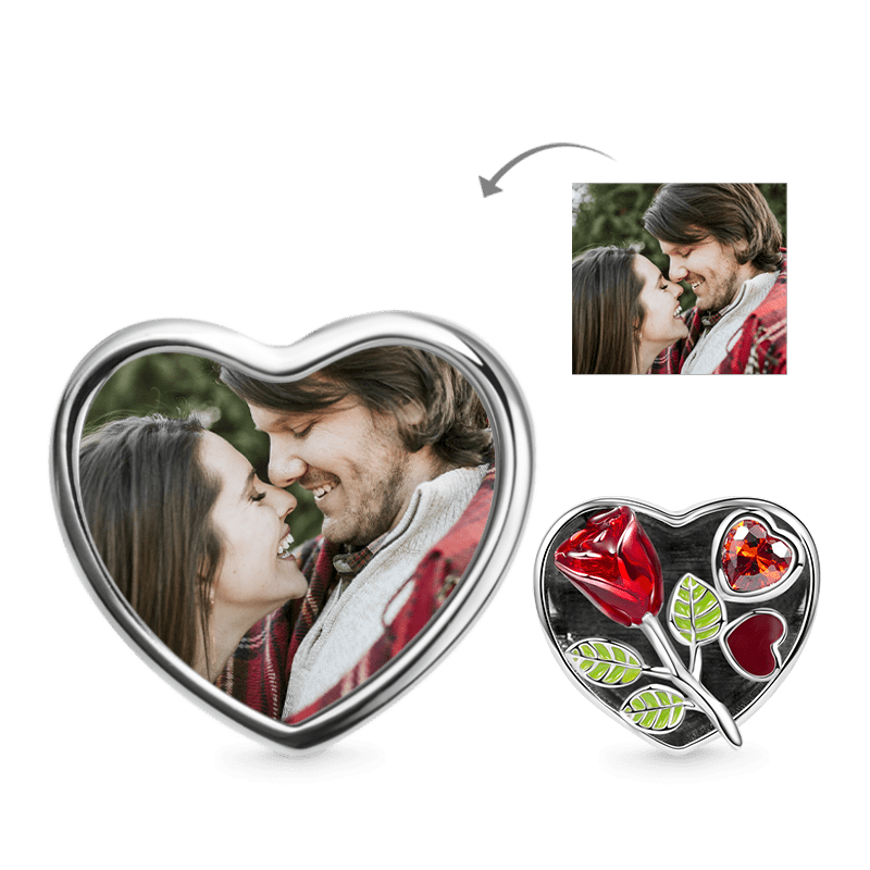 Gnoce Rose Lover Personalized Photo Charm Platinum-plated Silver Blend_1