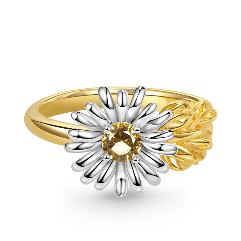 Gnoce Adjustable Open Daisy Flower Ring_1