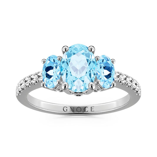 Sky Blue Three-Stone Engagement Ring 925 Sterling Silver_1