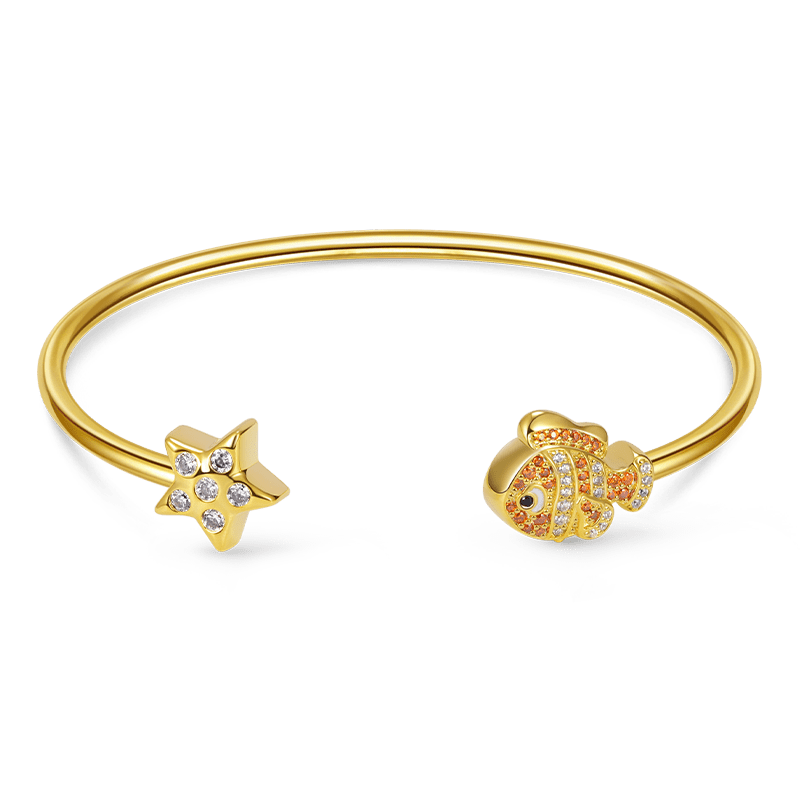 Gnoce Fish & Starfish Open Bangle Bracelet_1