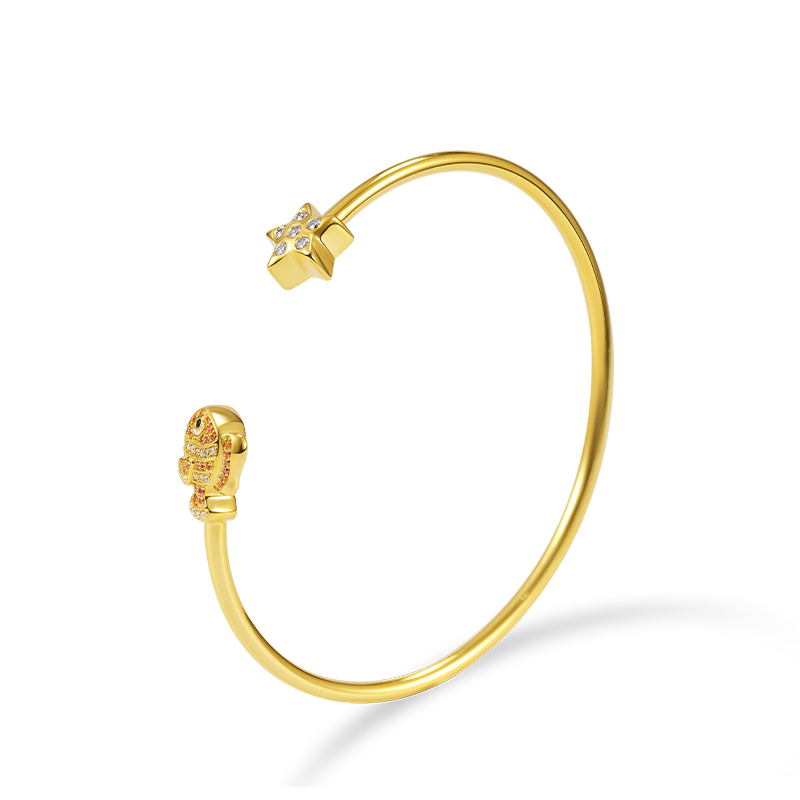 Gnoce Fish & Starfish Open Bangle Bracelet_2