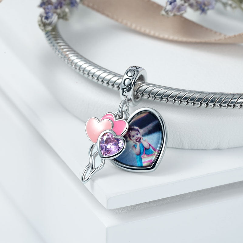 Gnoce Pink Personalized Photo Charm Platinum-plated Silver Blend_2