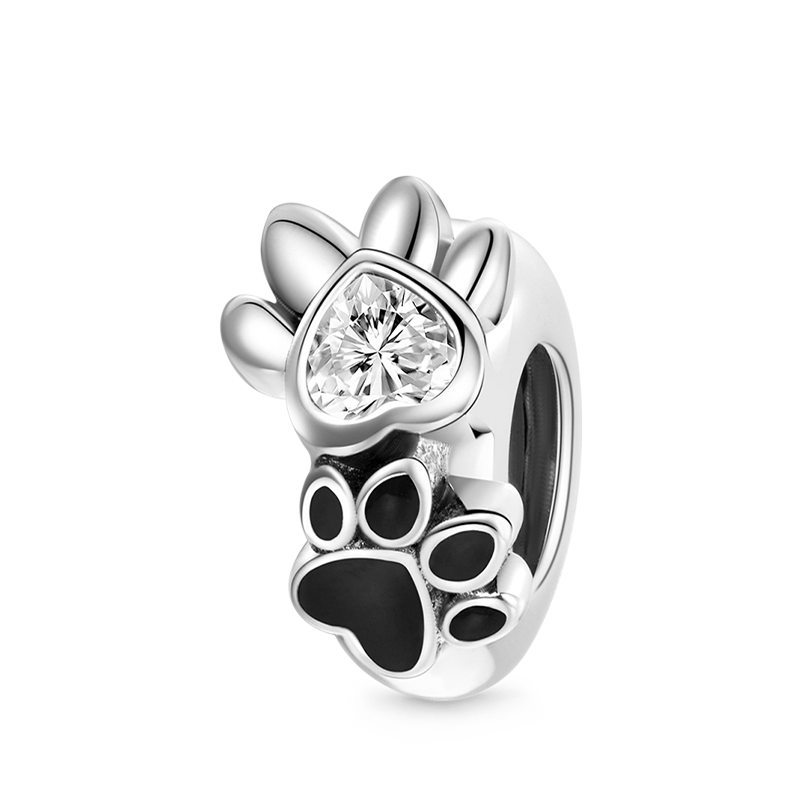 Gnoce Cute Pet Paws Stopper for Charm Bracelets 925 Sterling Silver_1