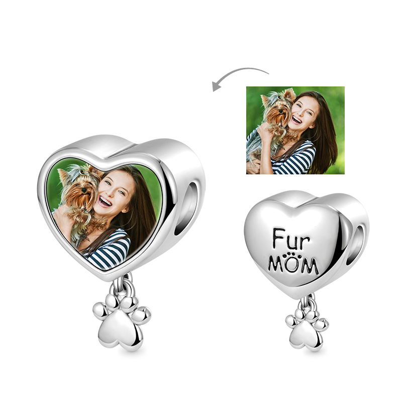 Gnoce Mom Heart Personalized Photo Charm Platinum-plated Silver Blend_1