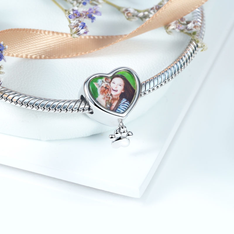 Gnoce Mom Heart Personalized Photo Charm Platinum-plated Silver Blend_2