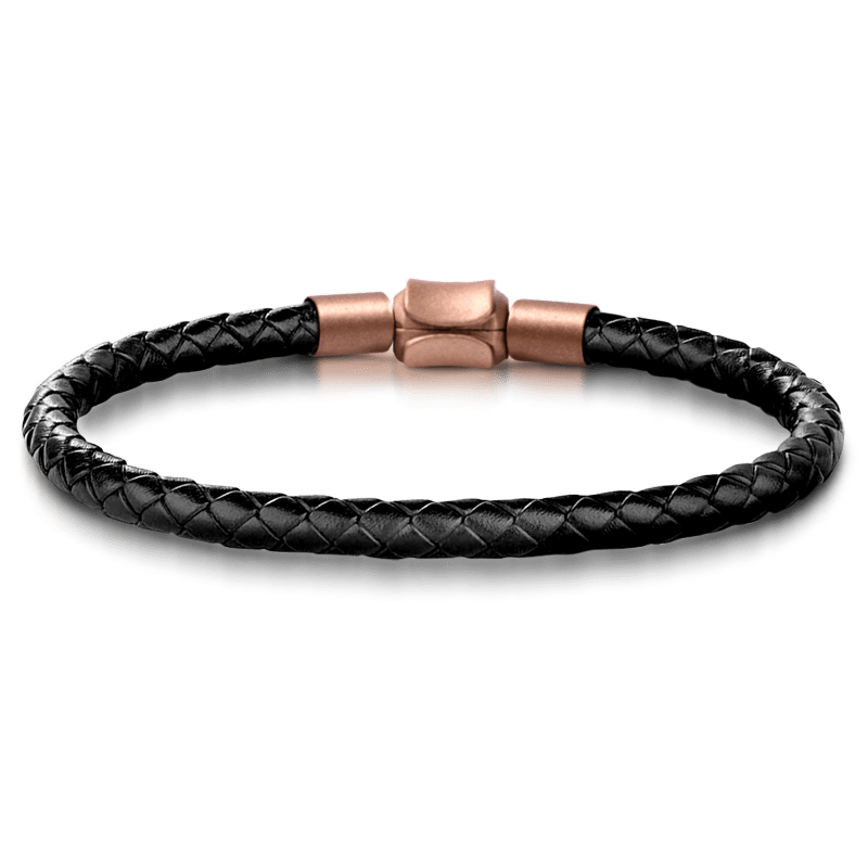 David & Gloria Giant Men's Vintage Bead S925 Sterling Silver with Gift Copper Black Leather Men's Bracelet Jewelry for Men_4
