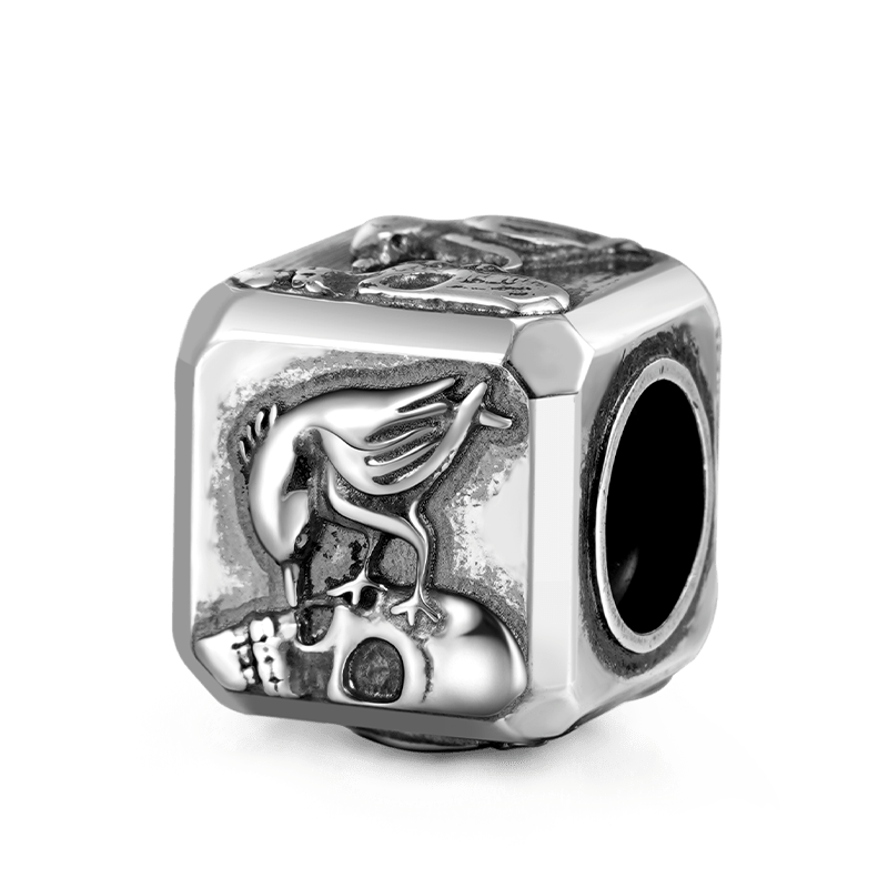 Gnoce Raven & Skeleton Vintage Charm Platinum-plated Silver Blend_2