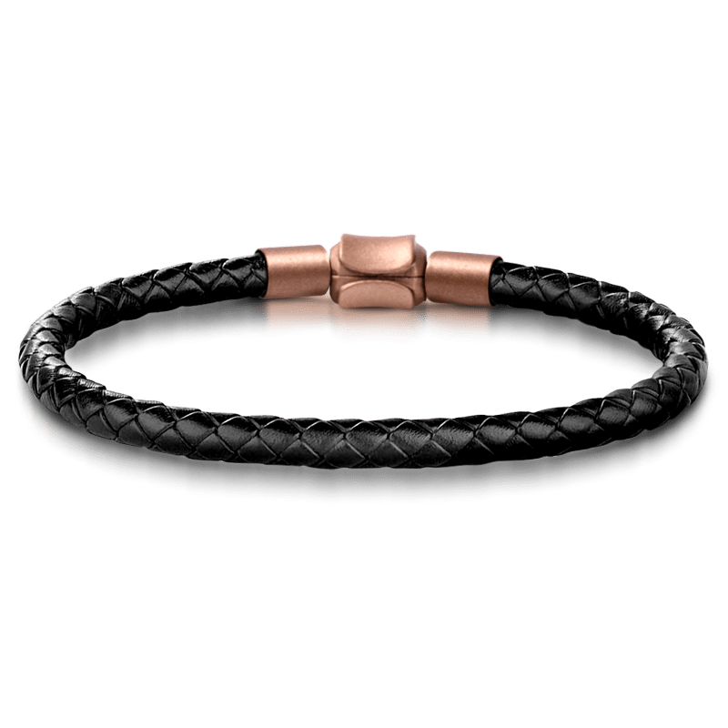 Skeleton Knight Armor Vintage Bead S925 Sterling Silver with Gift Copper Black Leather Men's Bracelet Jewelry for Men_4