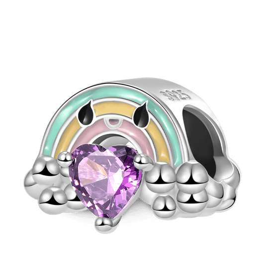 Rainbow Embraces Heart Gemstone Charm Bead 925 Sterling Silver with Colorful Enamels_1