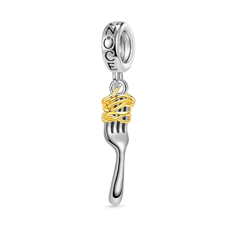 Gnoce Fork & Pasta Charm Platinum-plated Silver Blend_1