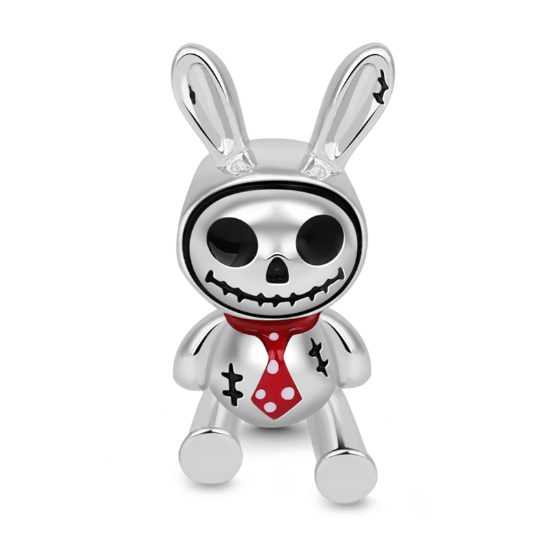 Gnoce Skeleton In Bunny Doll Charm Platinum-plated Silver Blend_1