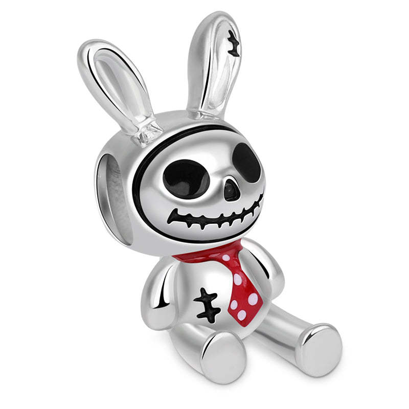 Gnoce Skeleton In Bunny Doll Charm Platinum-plated Silver Blend_2