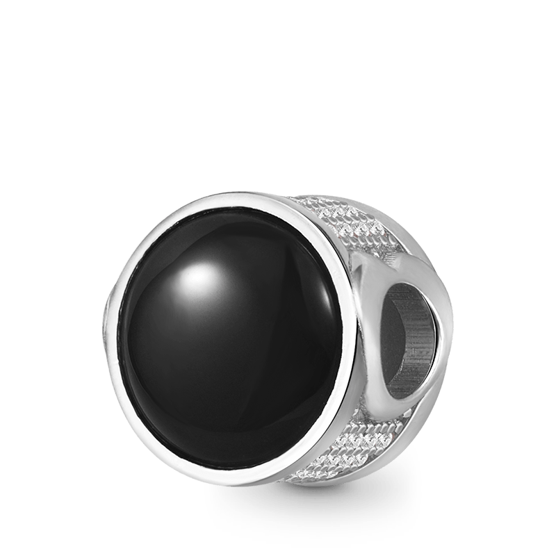 Gnoce Black Natural Agate Charm Platinum-plated Silver Blend_1