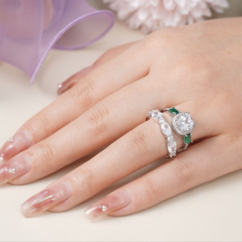 Gnoce Vintage Square-cut & Eternity Band Ring Set_6