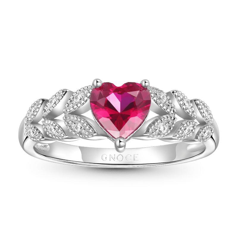 Gnoce Heart Cut Garnet Engagement Ring Platinum-plated Silver Blend_1