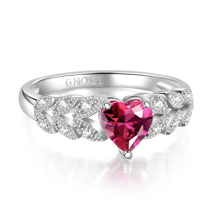 Gnoce Heart Cut Garnet Engagement Ring Platinum-plated Silver Blend_2