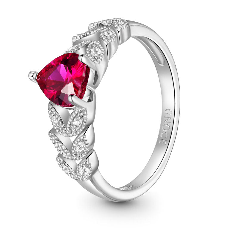 Gnoce Heart Cut Garnet Engagement Ring Platinum-plated Silver Blend_3
