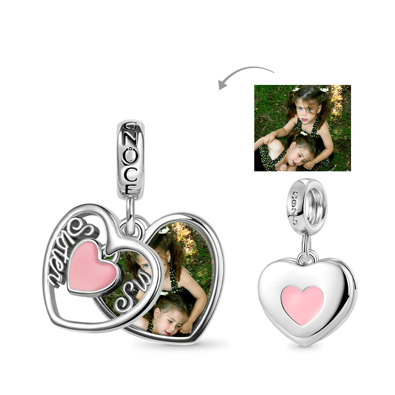 Gnoce "Sister & Sis" Heart Personalized Charm Platinum-plated Silver Blend_1