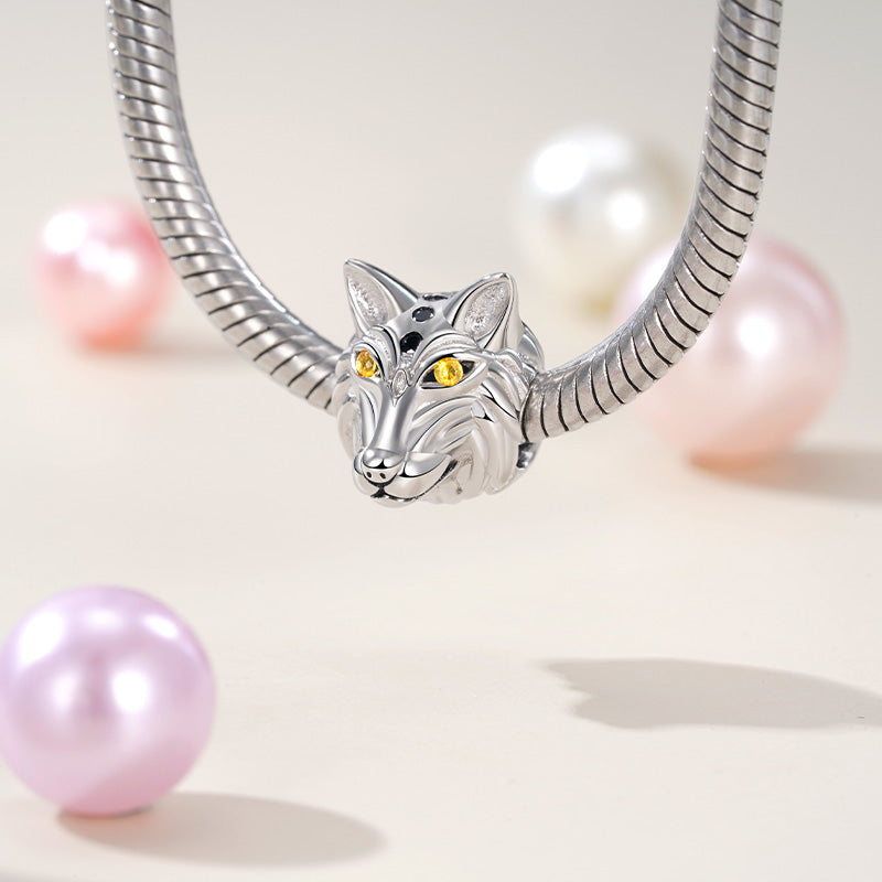 Gnoce Elegant Ancient Animal Wolf Charm Platinum-plated Silver Blend_3