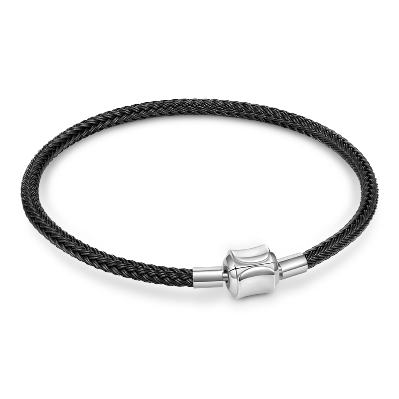 Gnoce Black Basic Bracelet with 2 Pieces of Stoppers_1
