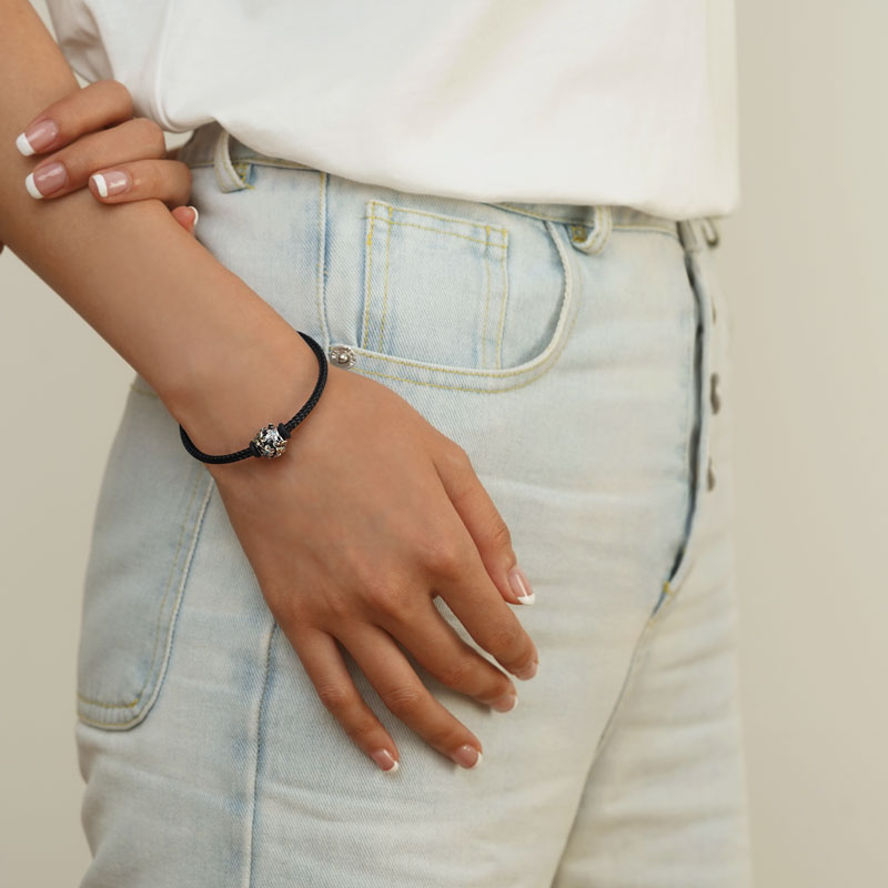 Gnoce Black Basic Bracelet with 2 Pieces of Stoppers_6