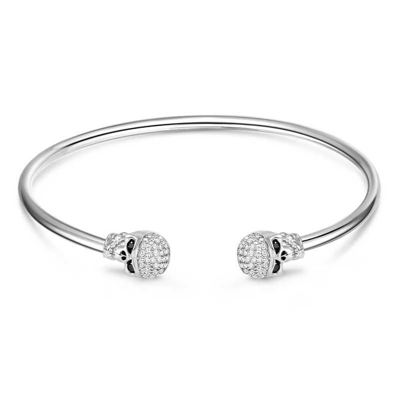 Gnoce Sparkling Skull Open Removable Bangle Bracelet_1