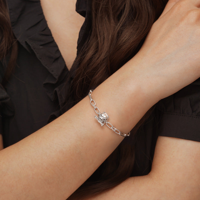 Gnoce Bully Element Link Chain Bracelet Platinum-plated Silver Blend_5