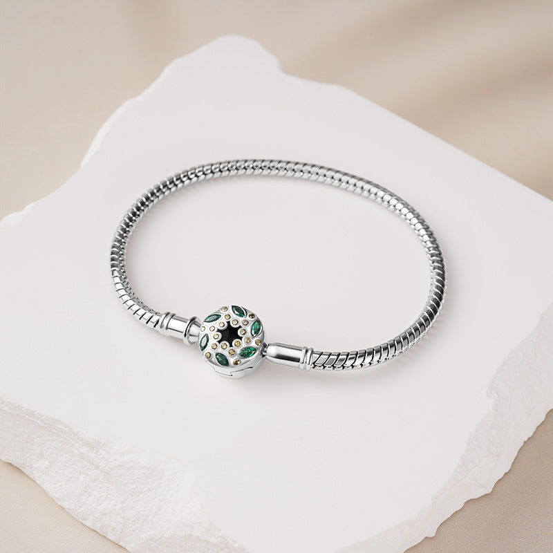 Gnoce Green Vine Basic Snake Chain Bracelet Platinum-plated Silver Blend_3