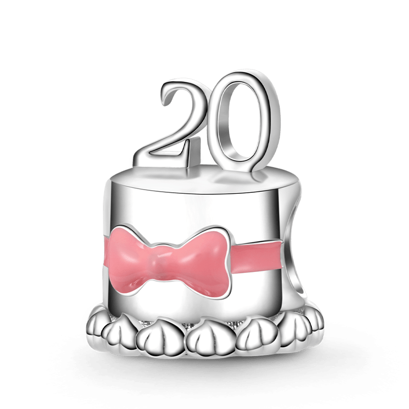 Gnoce "20th Birthday Cake" Bow Tie Charm Platinum-plated Silver Blend_1