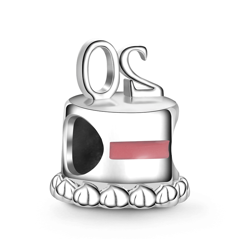 Gnoce "20th Birthday Cake" Bow Tie Charm Platinum-plated Silver Blend_2