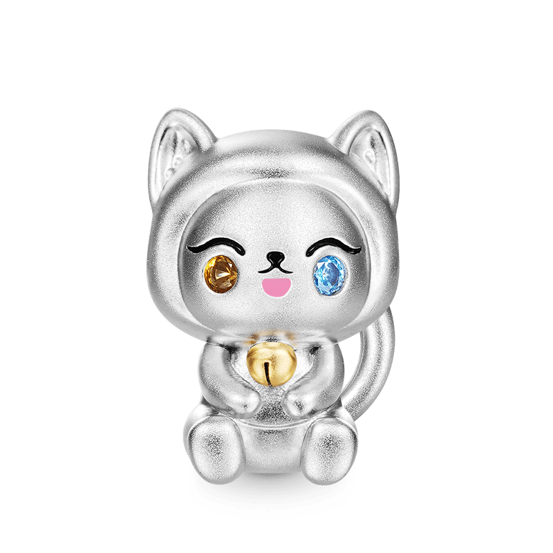 Gnoce Well-behaved Cat Pet Charm Platinum-plated Silver Blend_1