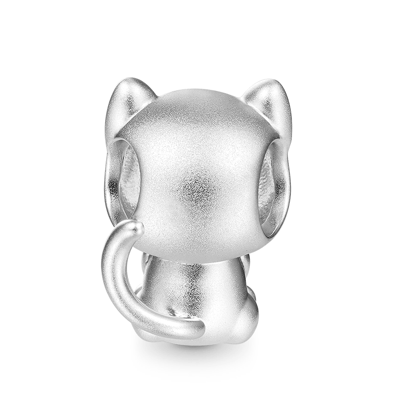 Gnoce Well-behaved Cat Pet Charm Platinum-plated Silver Blend_2