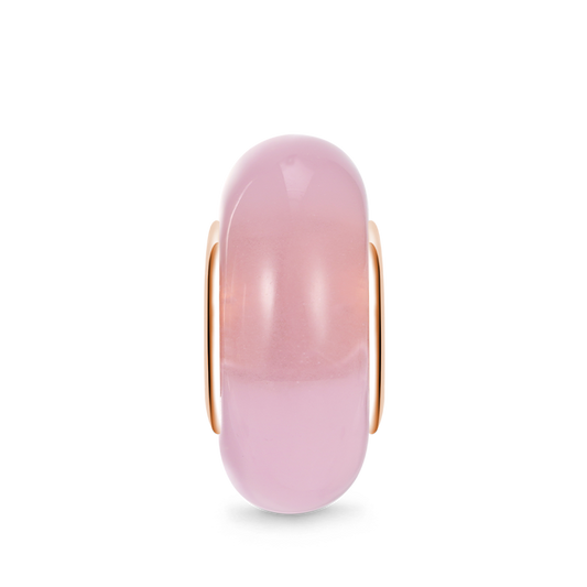 Natural Rose Quartz Charm Bead 925 Sterling Silver 18K Rose Gold Heart Hole_1