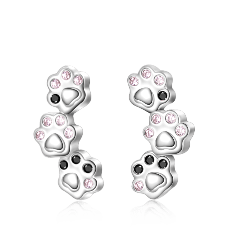 Gnoce Pet Paw Stud Earrings Platinum-plated Silver Blend_1