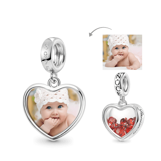 Gnoce Jan.Birthstone Heart Personalized Photo Pendant Dangle Charm_1