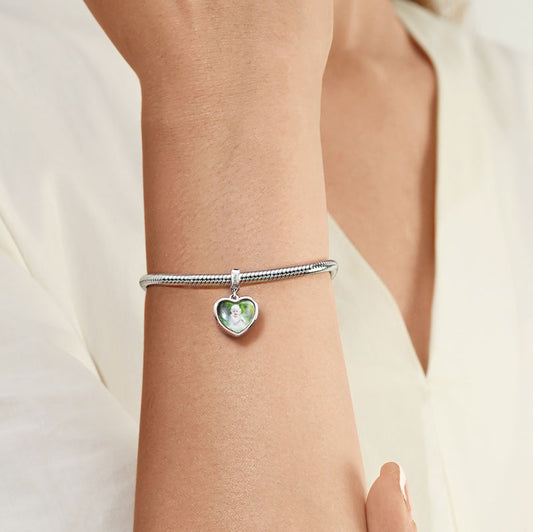 Gnoce Feb.Birthstone Heart Personalized Photo Pendant Dangle Charm_4