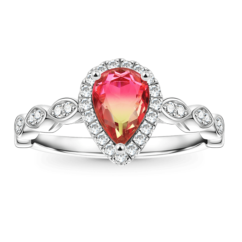 Gnoce Pear-cut Opal Promise Ring Platinum-plated Silver Blend_1